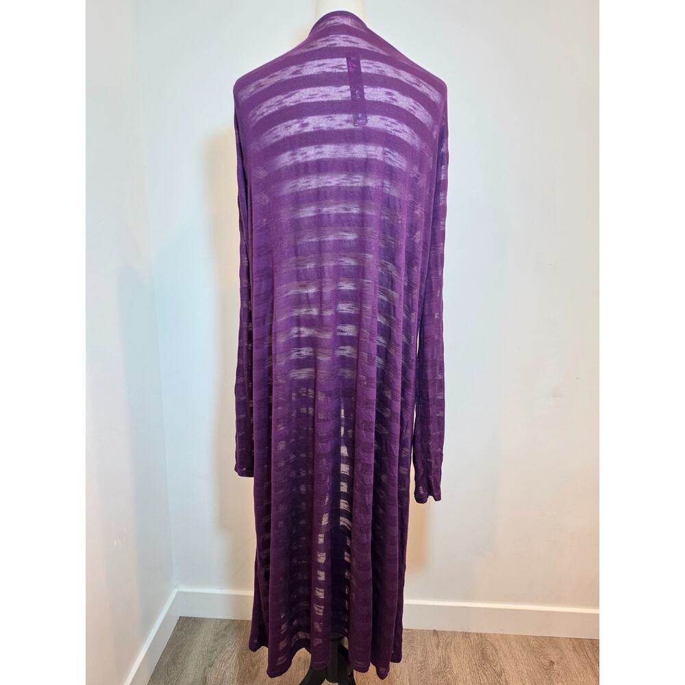 Plus Size Long Sleeve Cardigan Duster Open Front Lightweight Purple 4X Sheer - Picture 4 of 8